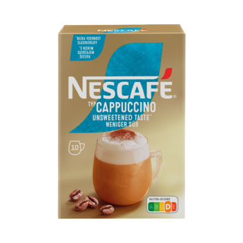 Nescafé Gold Cappuccino Weniger süss, Löskaffee-Sticks, 10 Portionen, 125 Gramm Packung
